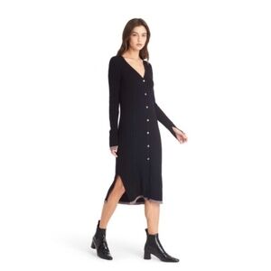 Michael Stars Long Ribbed Duster Cardigan in Black Size Small